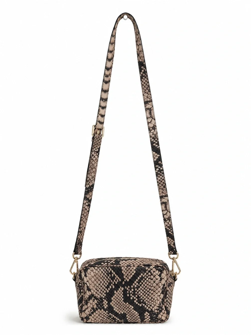 INNUE Made in Italy Leather Python Snake Print Crossbody Camera Bag